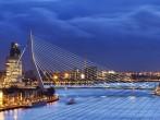 Beautiful image of the famous Erasmus bridge over the river Meuse in Rotterdam, the Netherlands 