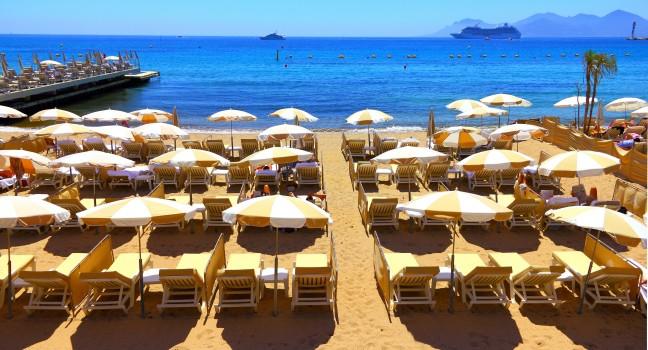 Beautiful beach in Cannes, France