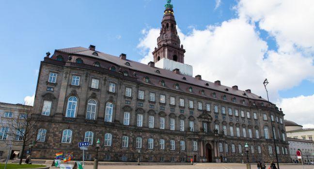 COPENHAGEN, DENMARK - APRIL 19: Christiansborg Palace on the islet of Slotsholmen is the seat of the Danish Parliament. It is located in the center of Copenhagen, Denmark, on April 19, 2010.; Shutterstock ID 177632753; Project/Title: Fodor's Top 100; Downl