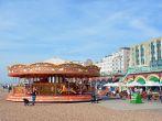 Brighton, United Kingdom - September 28, 2014: Carousel on the beach on a Summer day at Brighton on the south coast of England.