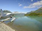 Float Plane on Crescent Lake in Lake Clark National Park in Alaska.
