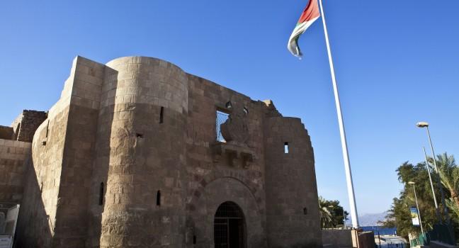 Facade of the Aqaba Fort in Aqaba, South Jordan, Arabia, Middle East.