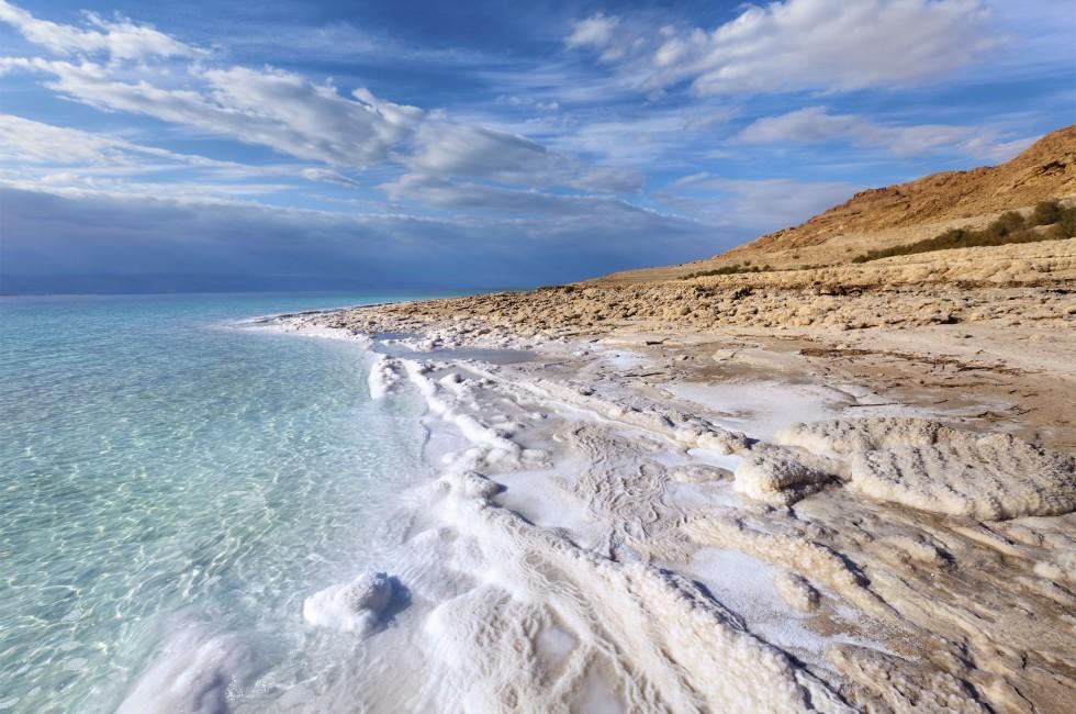 View of Dead Sea coastline; 