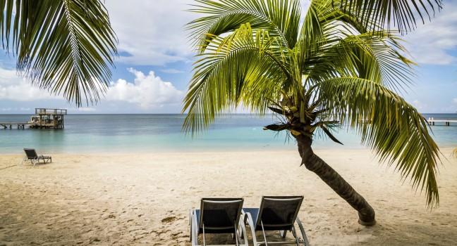 Tropical paradise on the island of Roatan, Honduras; 