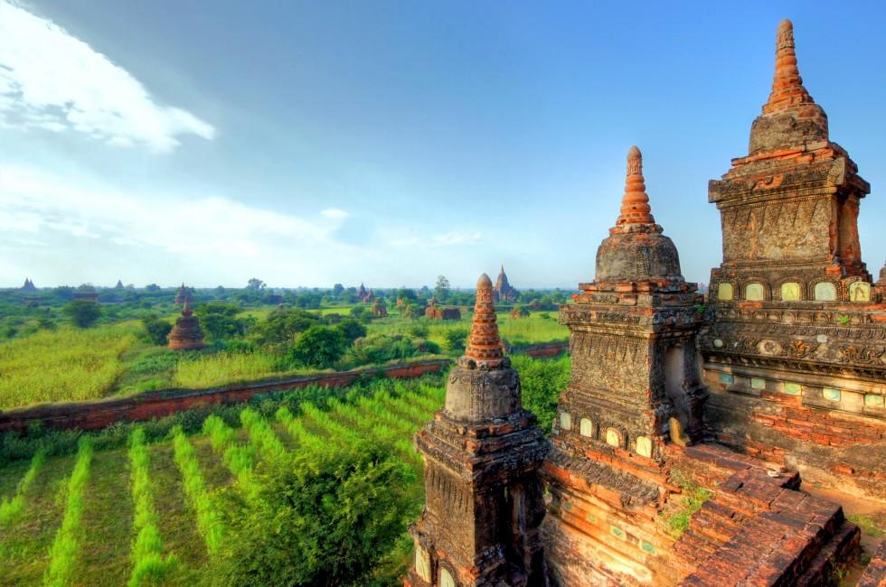 A view at the temples of Bagan in Myanmar,  Asia.