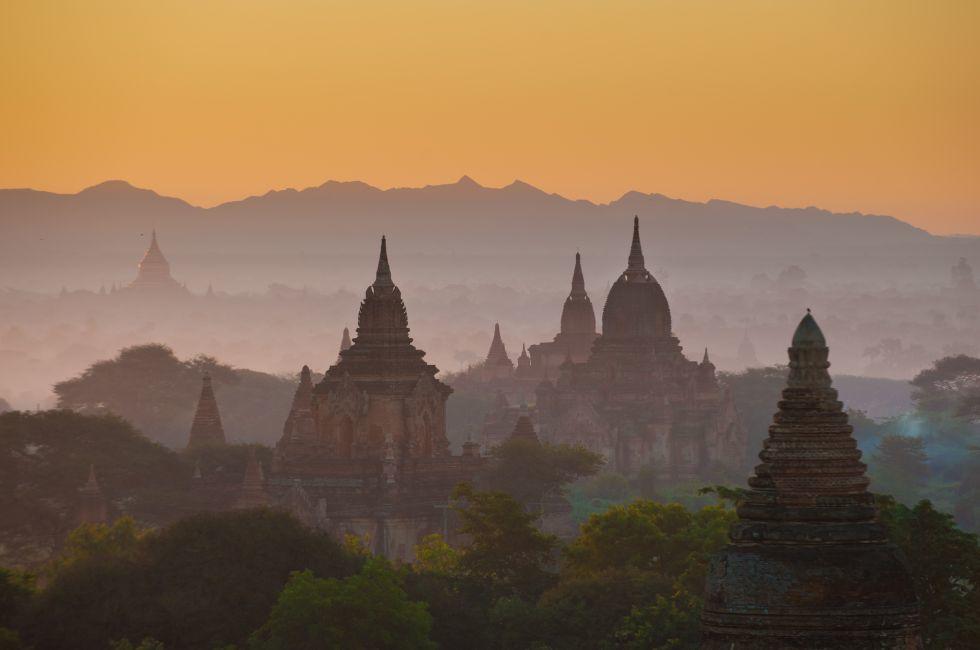 Sunrise over ancient Bagan, Myanmar.